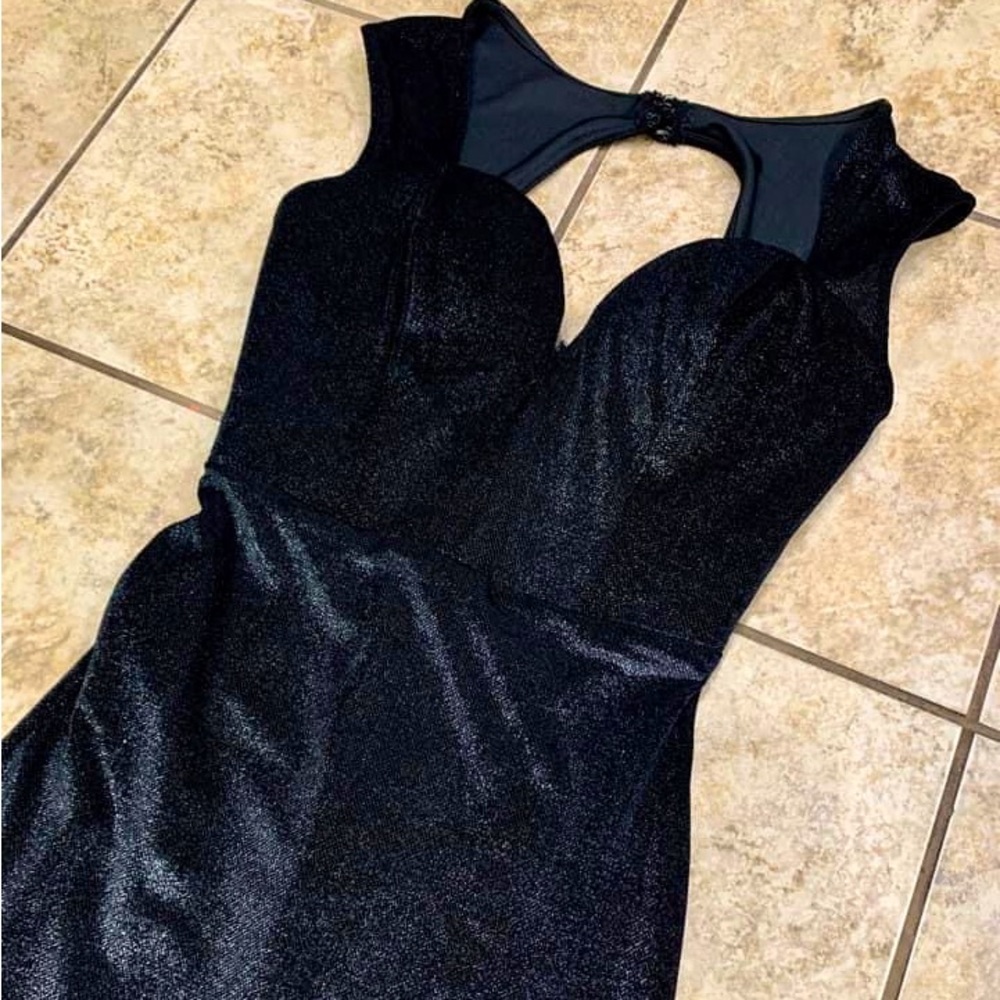 SOLD Black velvet dress with silver shimmer